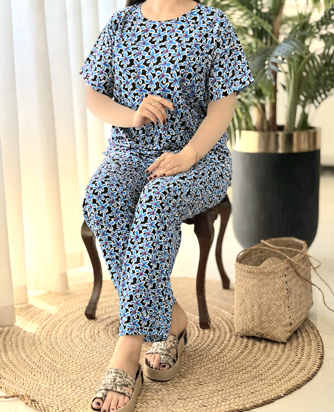 ست بلوز و شلوار زنانه نخی سایز بزرگ 5xl