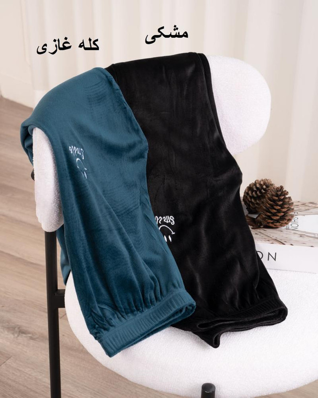 شلوار مخمل زمستانه زنانه گلدوزی لبخند